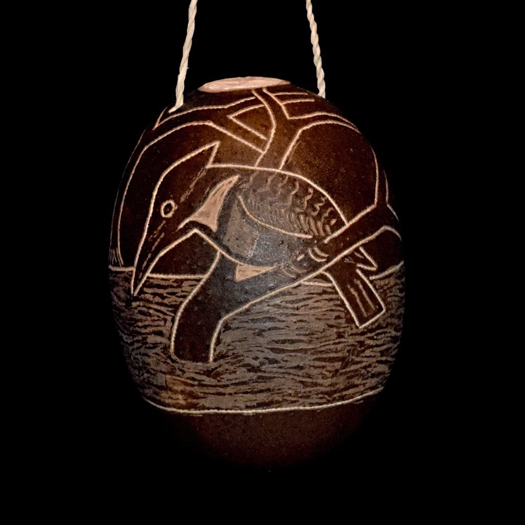 Kingfisher Bird Calabash Christmas tree ornament and hand rattle - Amazon Ecology