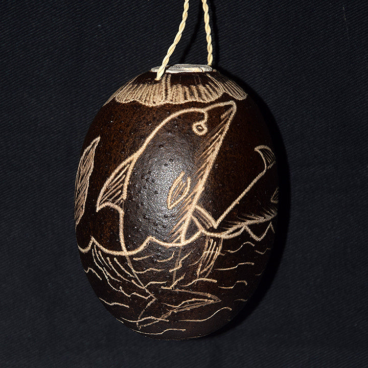 Dolphin Mammal Calabash Christmas tree ornament and hand rattle - Amazon Ecology