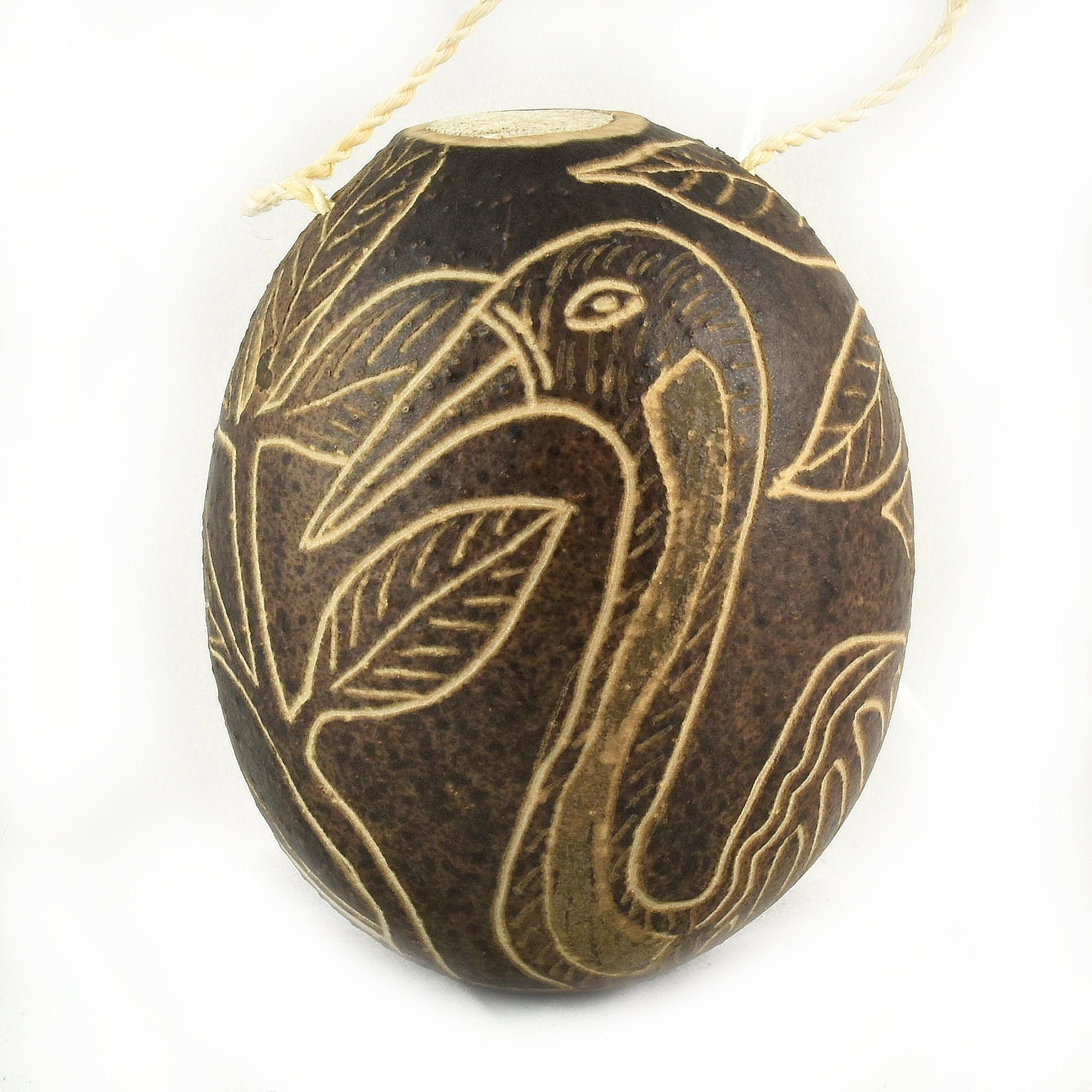 Heron and Egret Bird Calabash Christmas tree ornament and hand rattle - Amazon Ecology