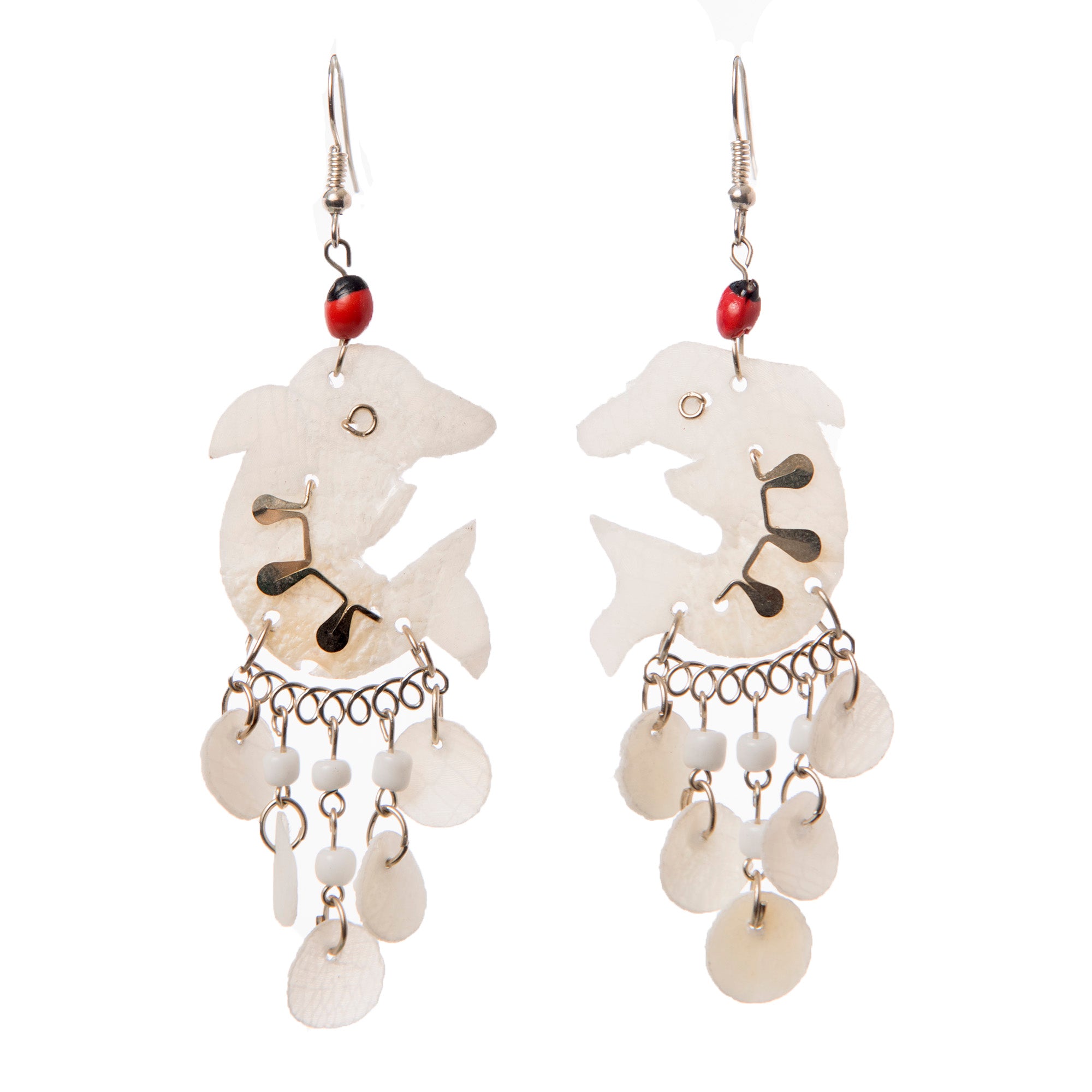Paiche Fish Scales Dolphin and Star Earrings