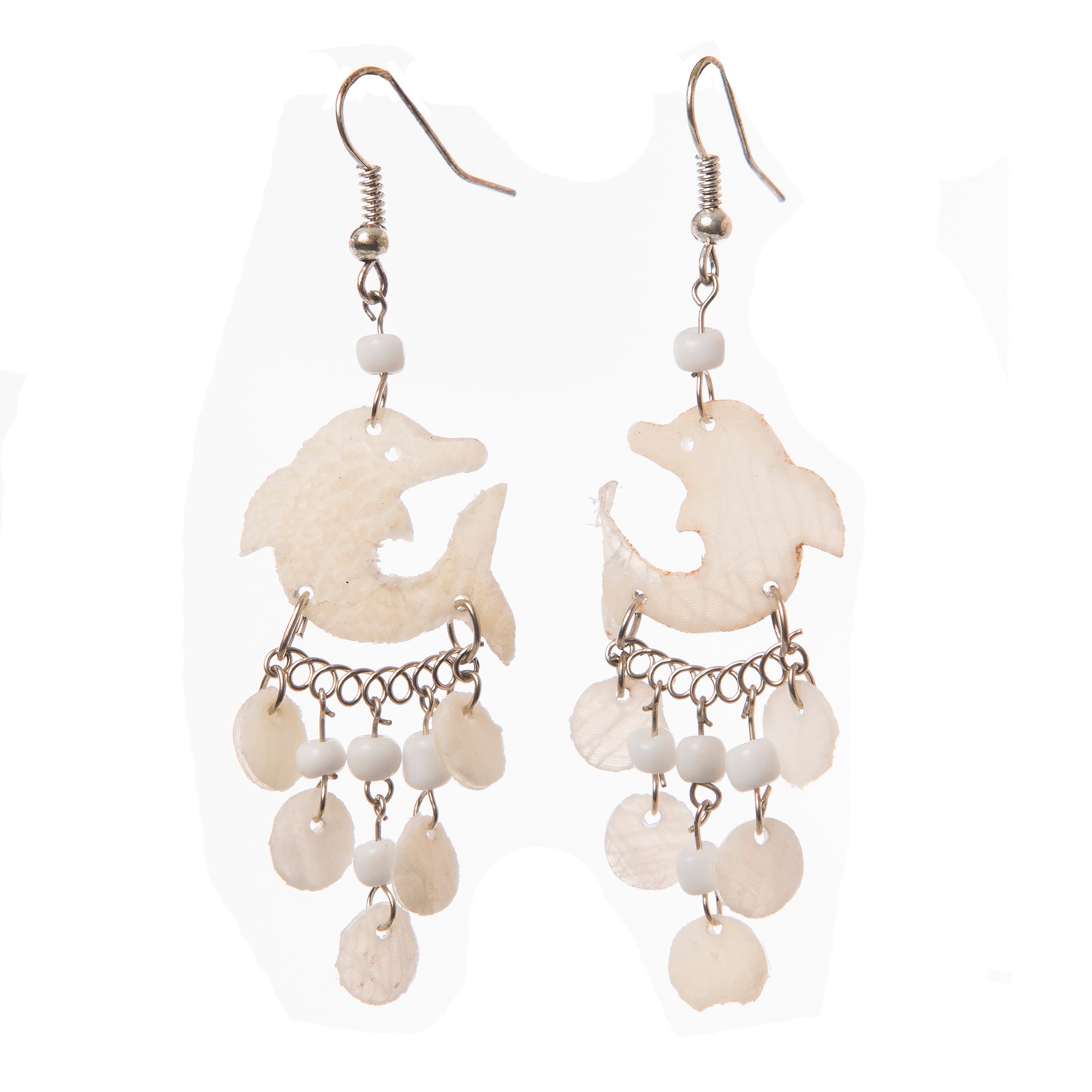 Paiche Fish Scales Dolphin and Star Earrings