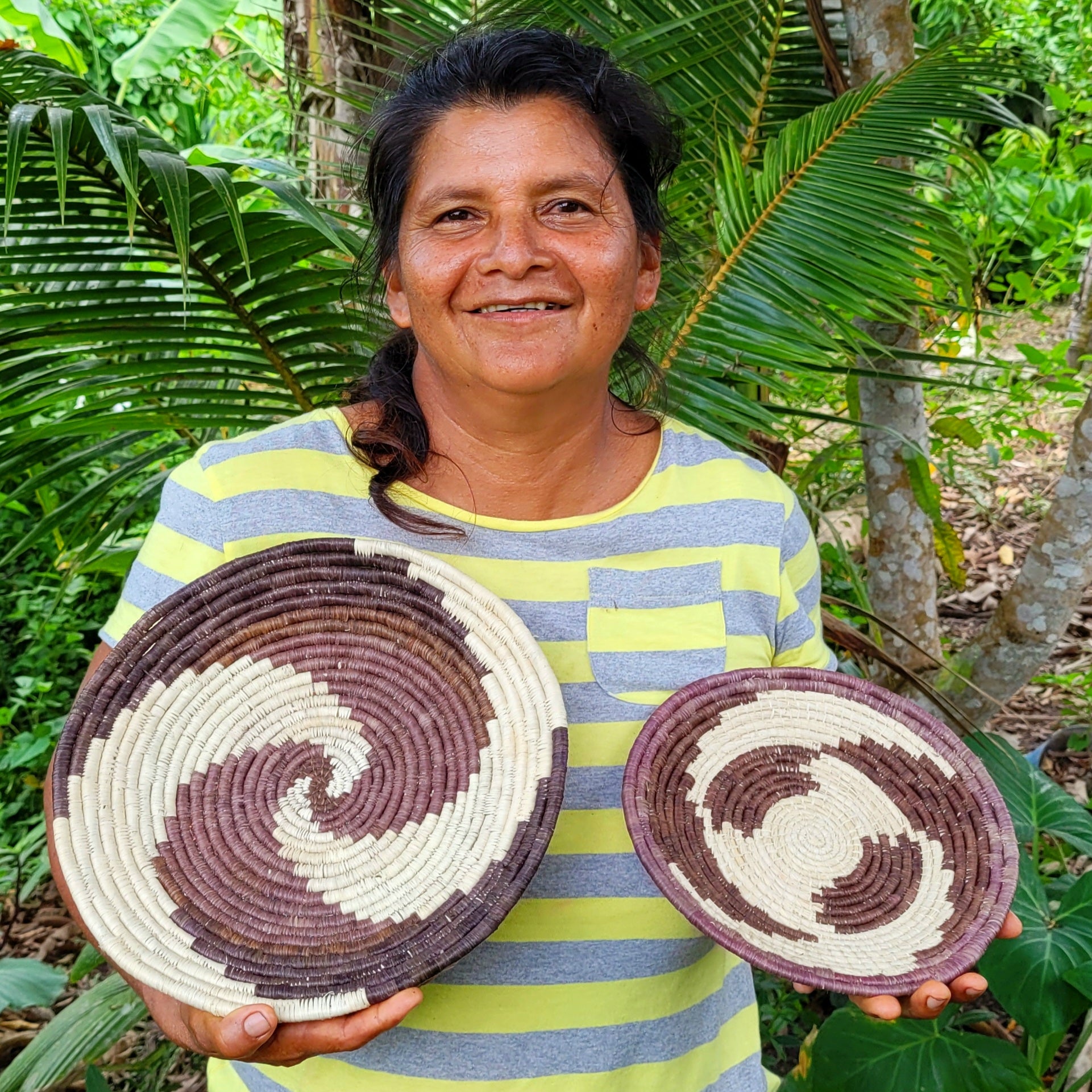 White Yin and Black Yang - Fair Trade Basket - Handmade by Peruvian Amazon artisan