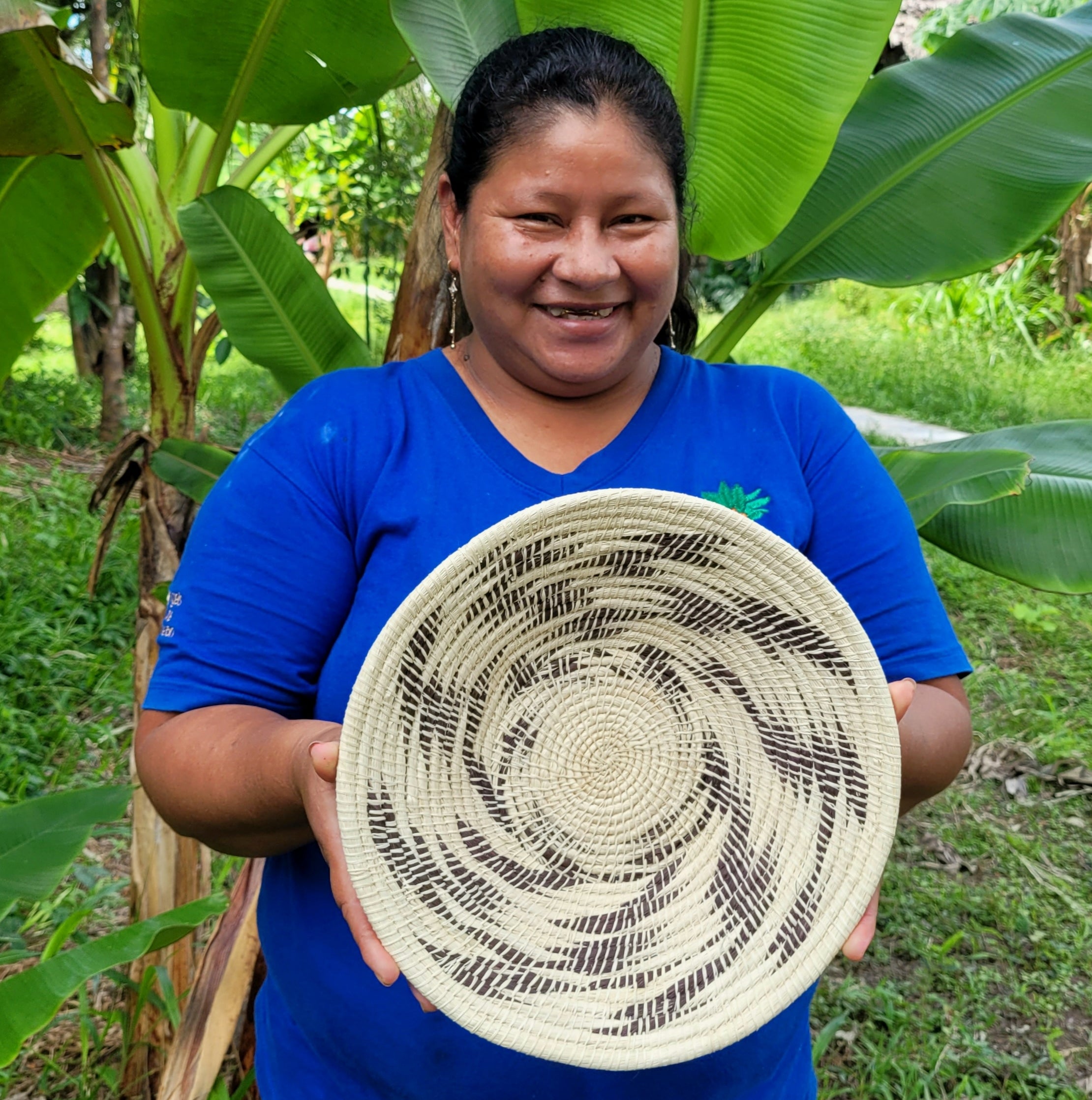 Chocolate and Charcoal Swirls - Fair Trade Basket - Handmade by Peruvian Amazon artisan - Amazon Ecology