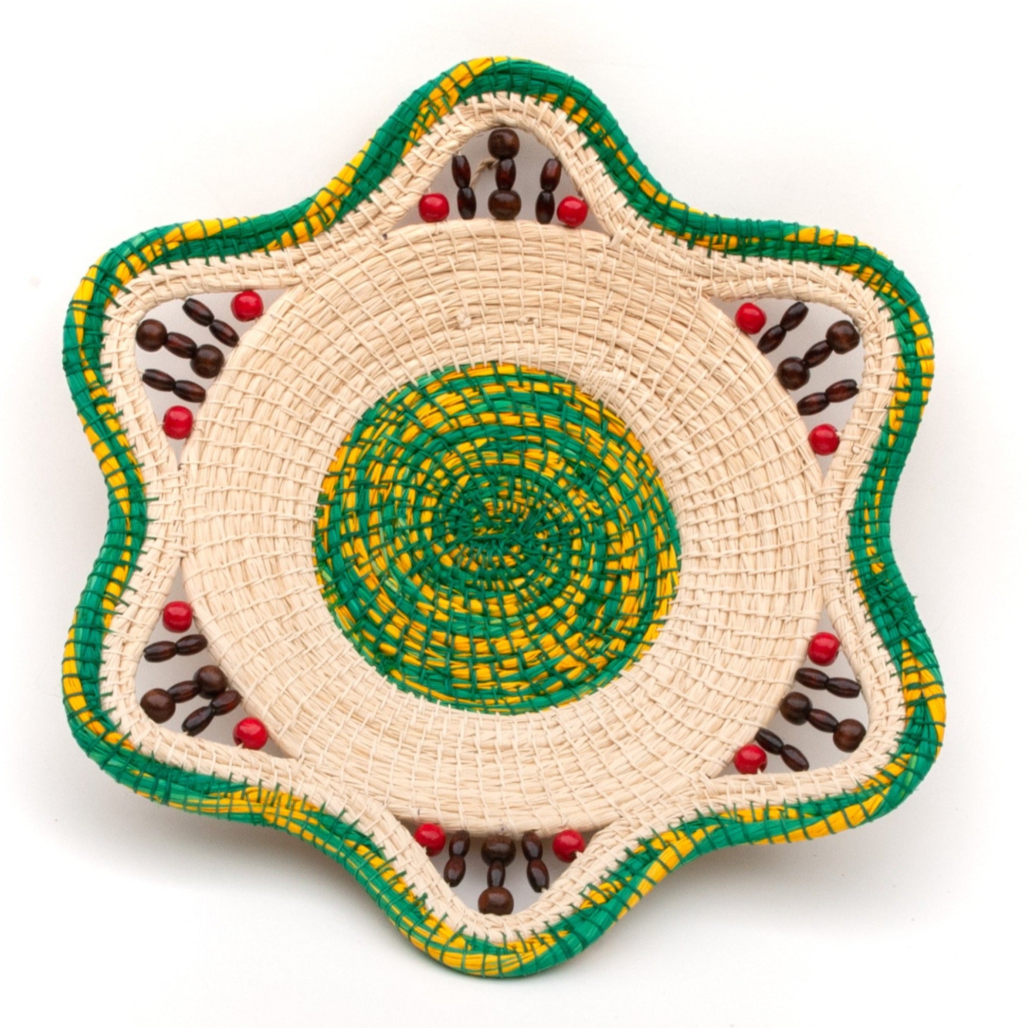 GREEN AND GOLD - HANDMADE CHAMBIRA PALM FIBER BASKET - WOVEN BY ARTISAN FROM PERUVIAN AMAZON - Amazon Ecology