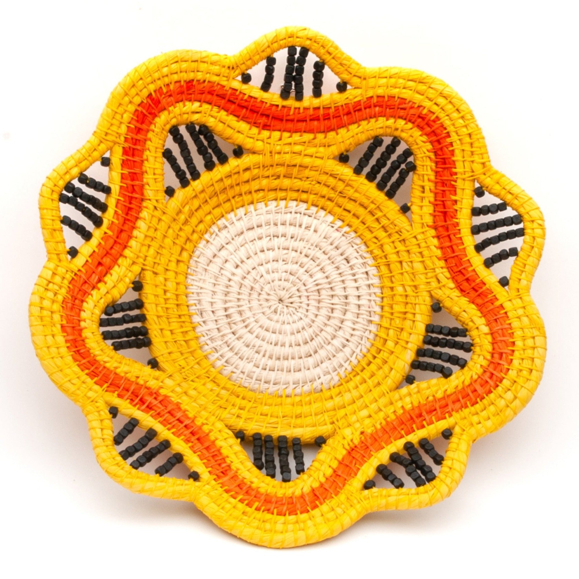 ORANGE RING SUN - HANDMADE CHAMBIRA PALM FIBER BASKET - WOVEN BY ARTISAN FROM PERUVIAN AMAZON - Amazon Ecology
