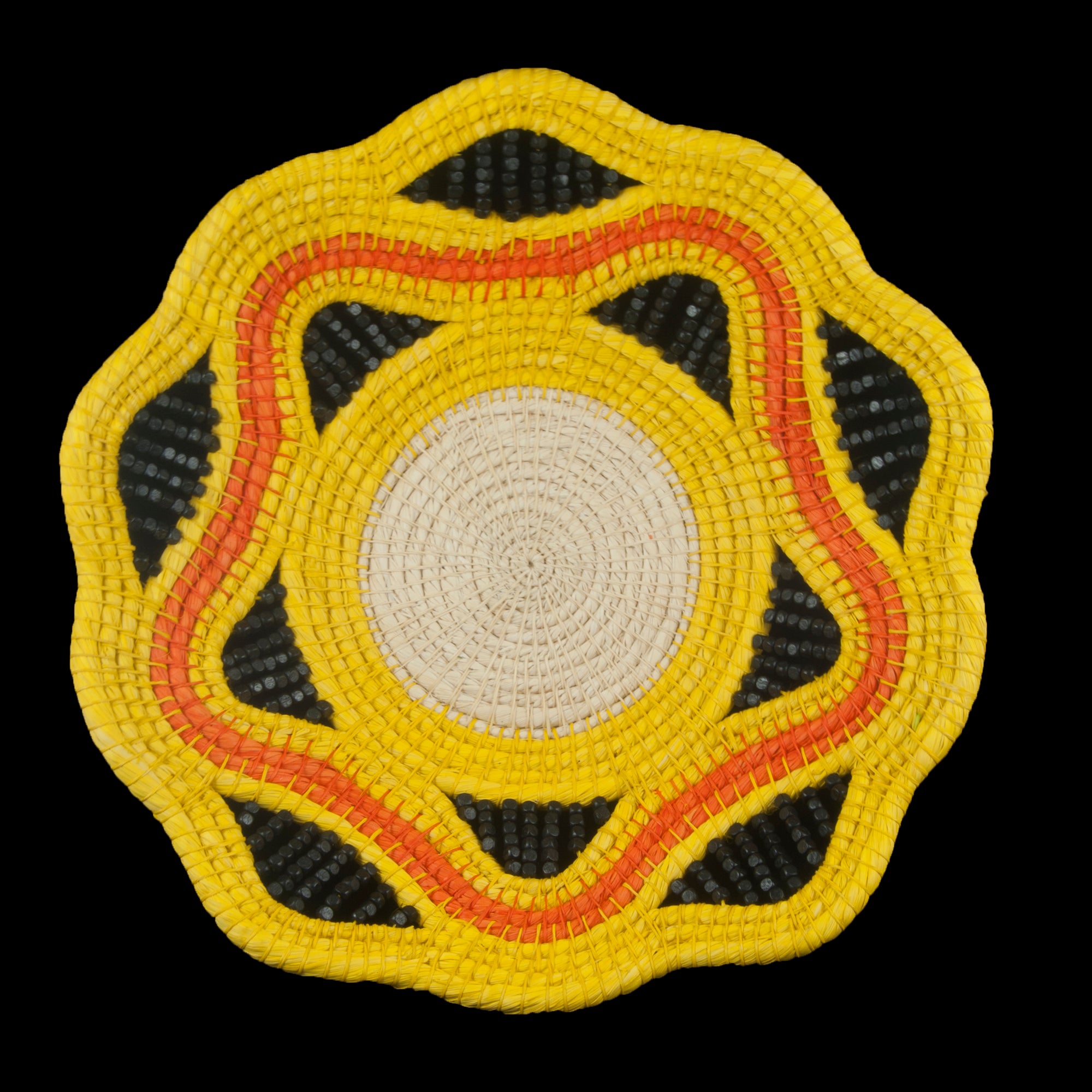 ORANGE RING SUN - HANDMADE CHAMBIRA PALM FIBER BASKET - WOVEN BY ARTISAN FROM PERUVIAN AMAZON - Amazon Ecology