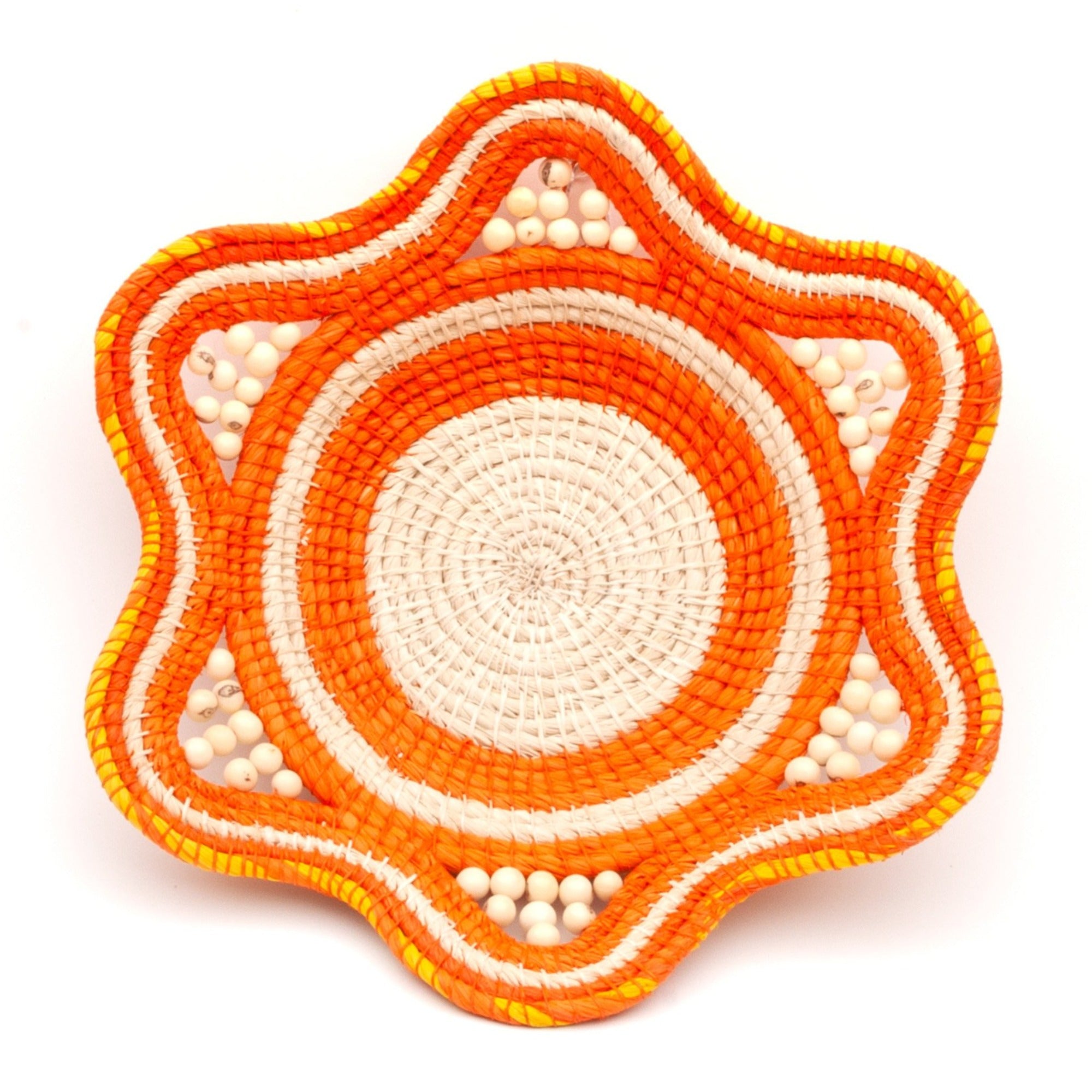 Peaches and Cream Handwoven Decorative Basket - Fair Trade and Hand Made by Peruvian Amazon Artisan - Amazon Ecology