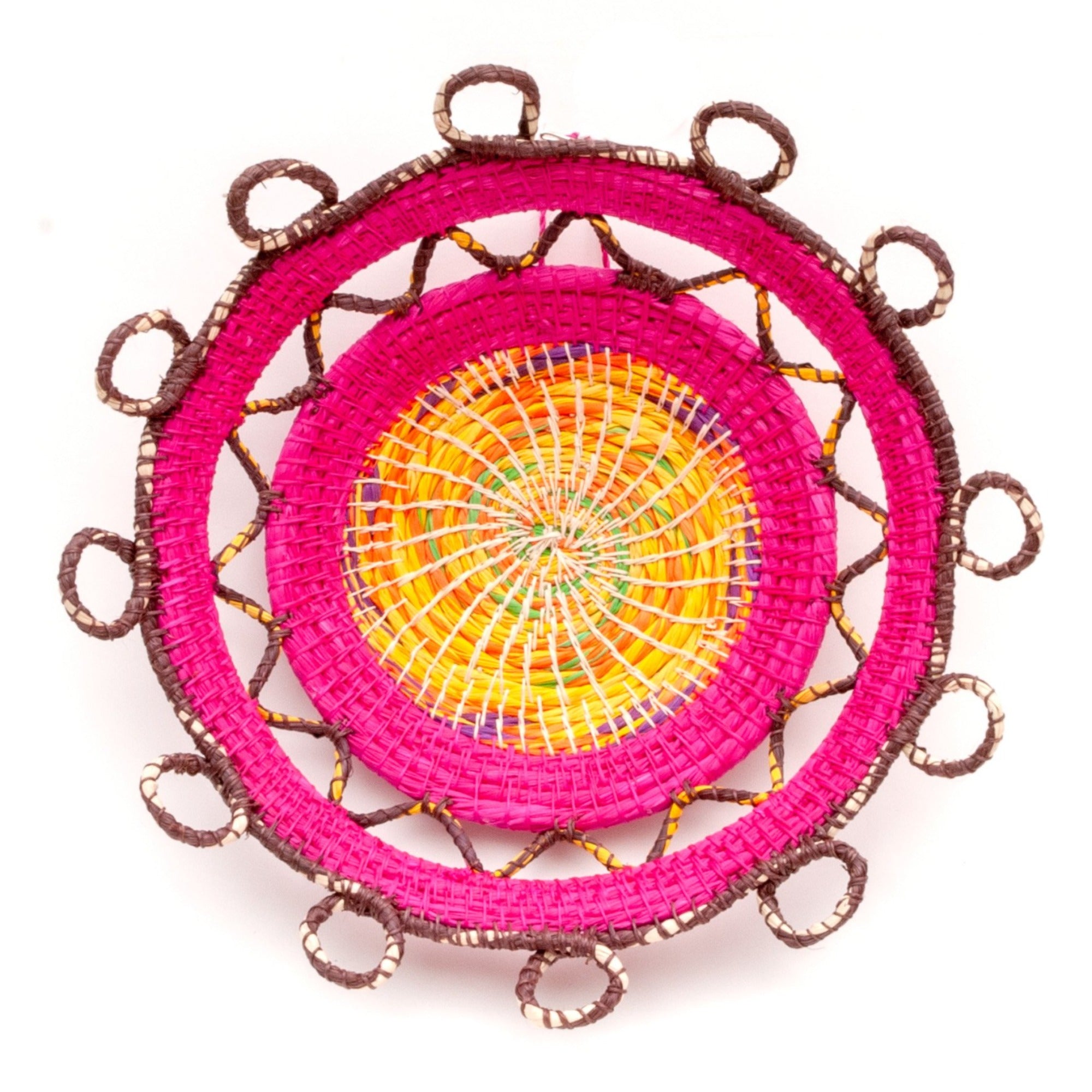 RASPBERRY LOOPS - HANDMADE CHAMBIRA PALM FIBER BASKET - WOVEN BY ARTISAN FROM PERUVIAN AMAZON - Amazon Ecology