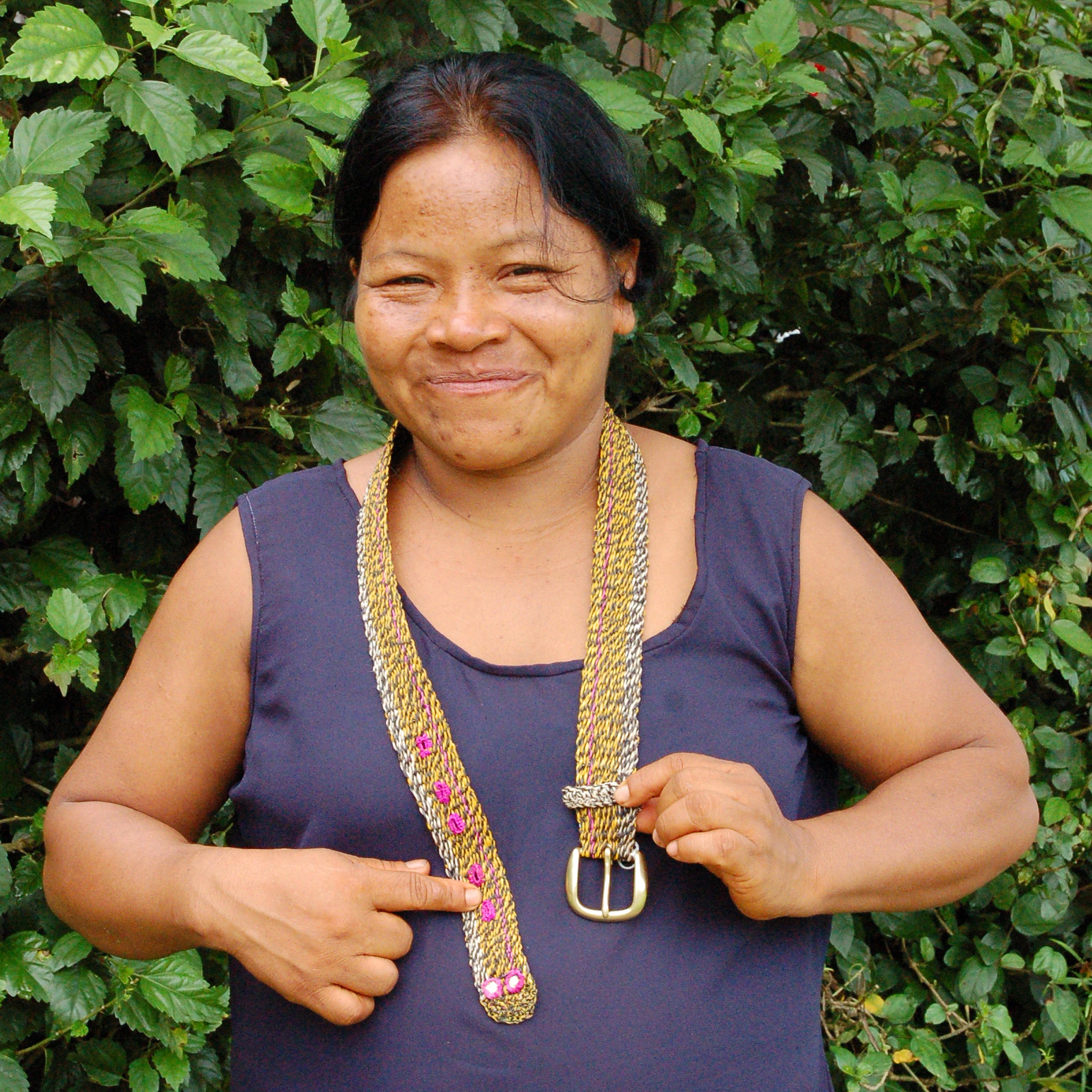 FAIR -TRADE HAND-MADE BELT CASCABEL TROPICAL RATTLESNAKE PATTERN- WOVEN BY PERUVIAN AMAZON ARTISAN - Amazon Ecology