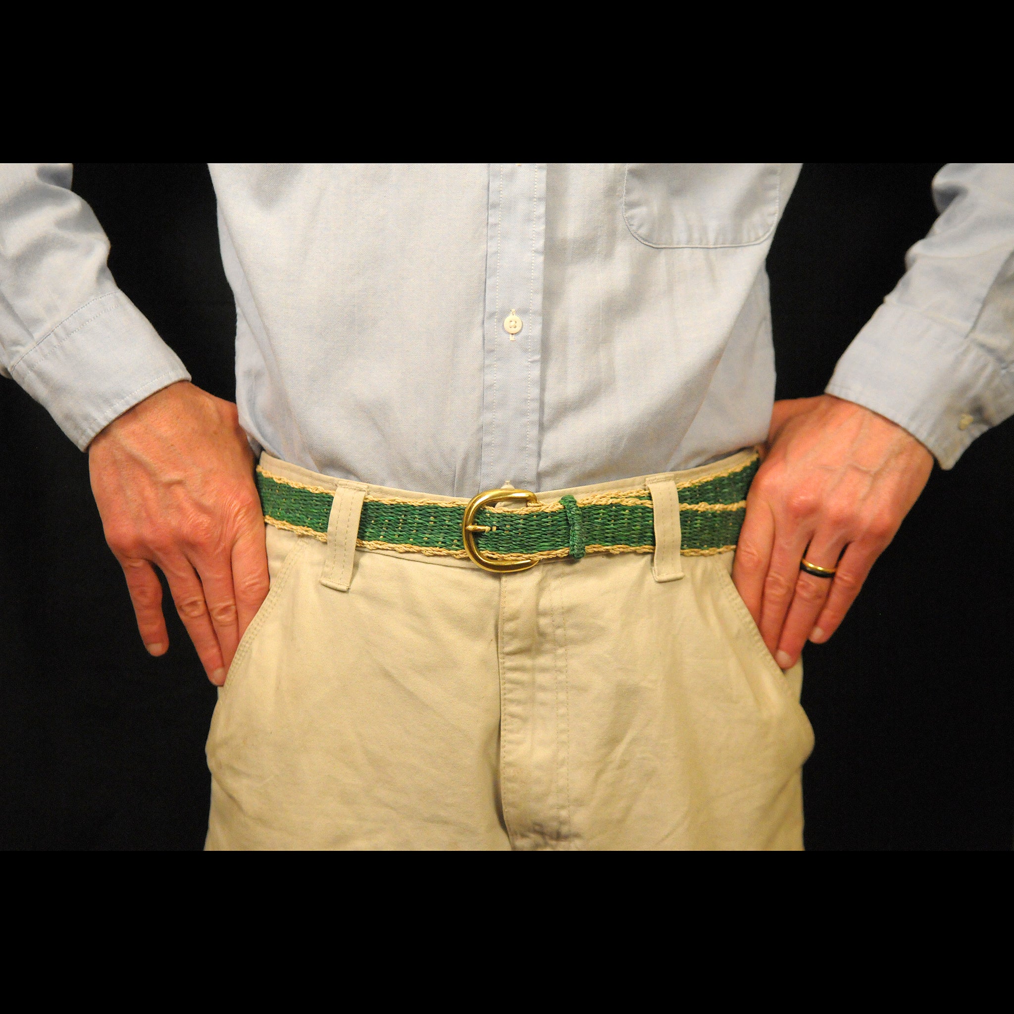 FAIR -TRADE HAND-MADE BELT - GREEN TREE PIT VIPER - LORO MACHACO PATTERN- WOVEN BY PERUVIAN AMAZON ARTISAN - Amazon Ecology