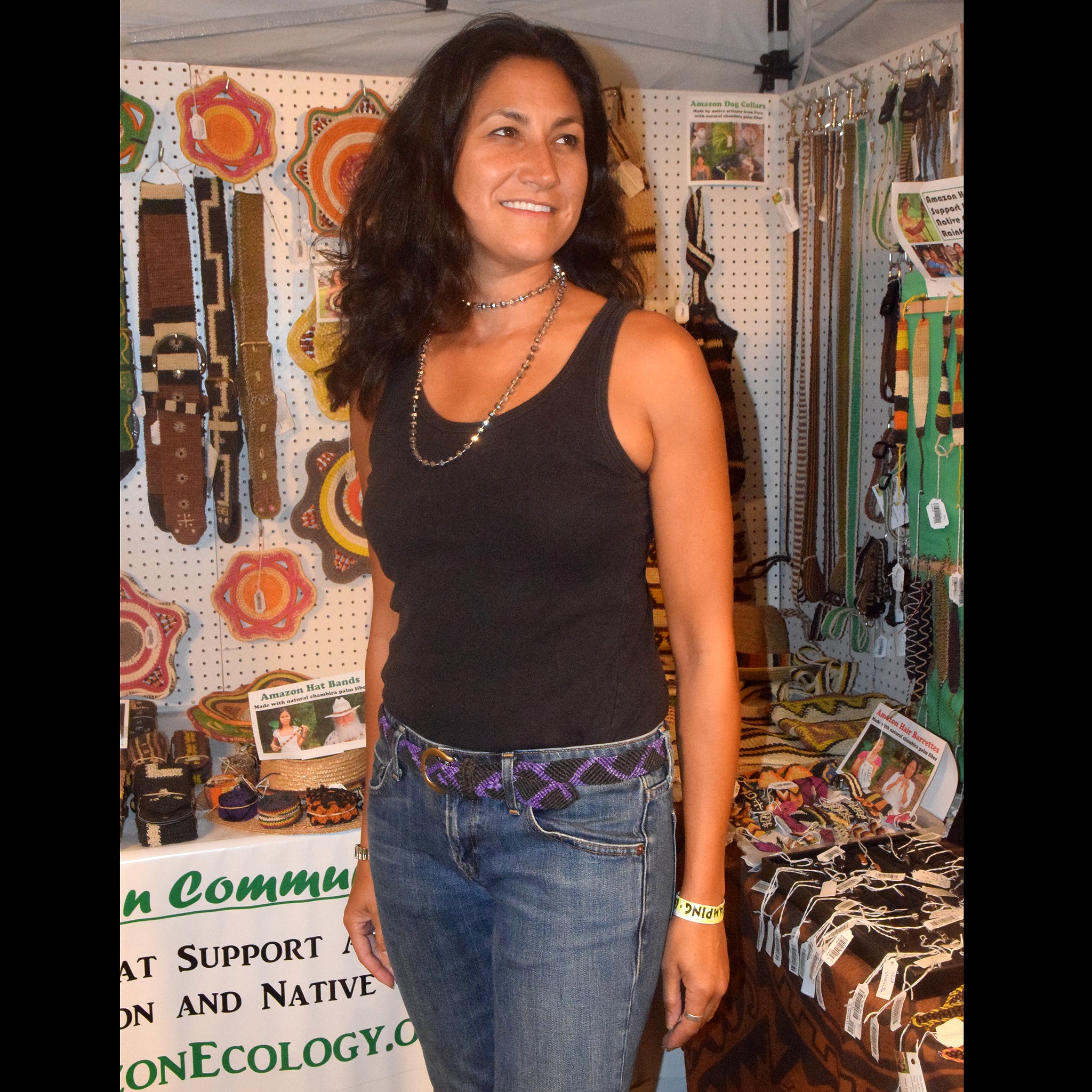 FAIR -TRADE HAND-MADE BELT - PURPLE AND BLACK CHEVRON PATTERN - WOVEN BY PERUVIAN AMAZON ARTISAN - Amazon Ecology