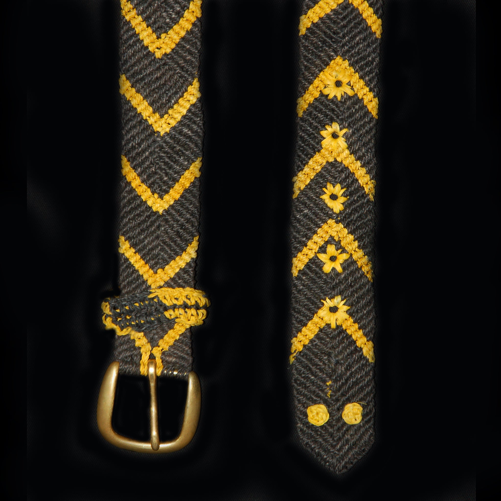 FAIR -TRADE HAND-MADE BELT - BLACK AND YELLOW CHEVRON PATTERN - WOVEN BY PERUVIAN AMAZON ARTISAN - Amazon Ecology