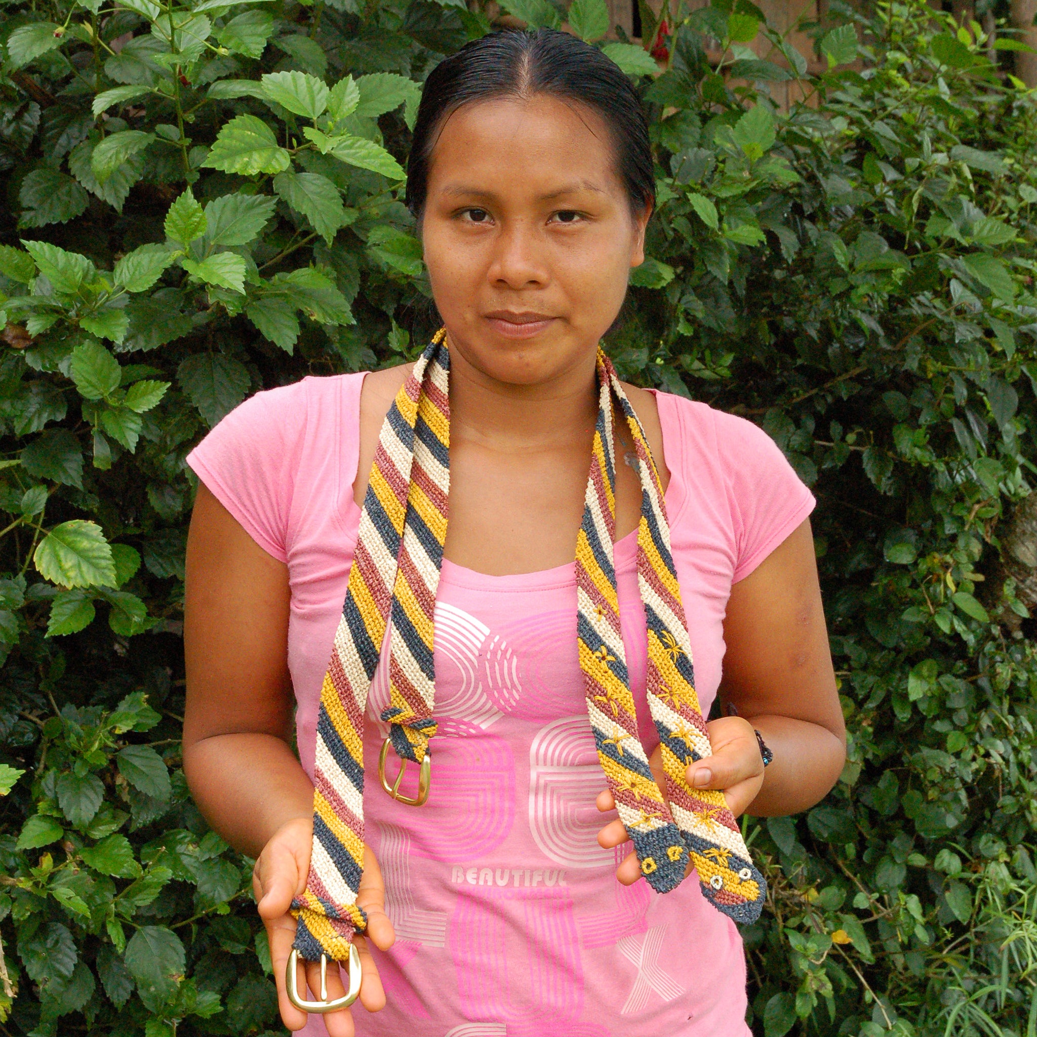 FAIR -TRADE HAND-MADE BELT CORAL SNAKE - NACA NACA PATTERN 4- WOVEN BY PERUVIAN AMAZON ARTISAN - Amazon Ecology