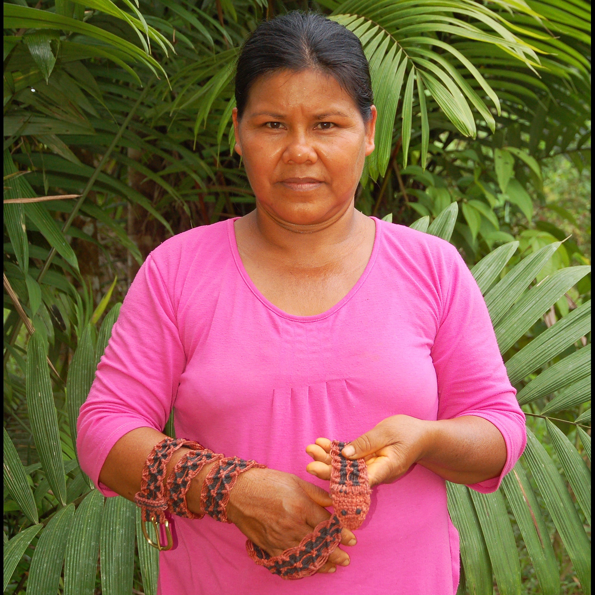 FAIR -TRADE HAND-MADE BELT - RED AND BLACK BOA PATTERN- WOVEN BY PERUVIAN AMAZON ARTISAN - Amazon Ecology