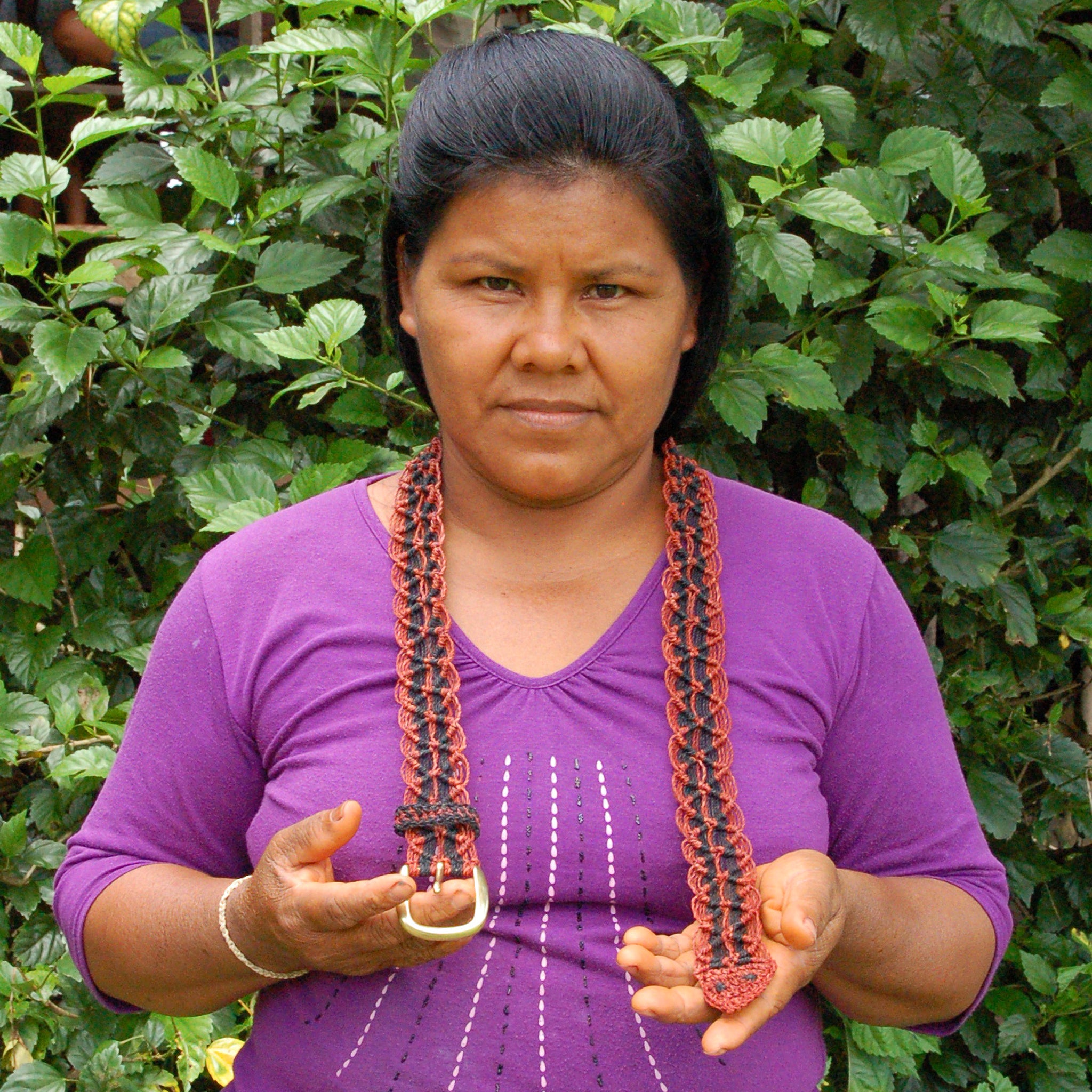 FAIR -TRADE HAND-MADE BELT - RED AND BLACK BOA PATTERN- WOVEN BY PERUVIAN AMAZON ARTISAN - Amazon Ecology