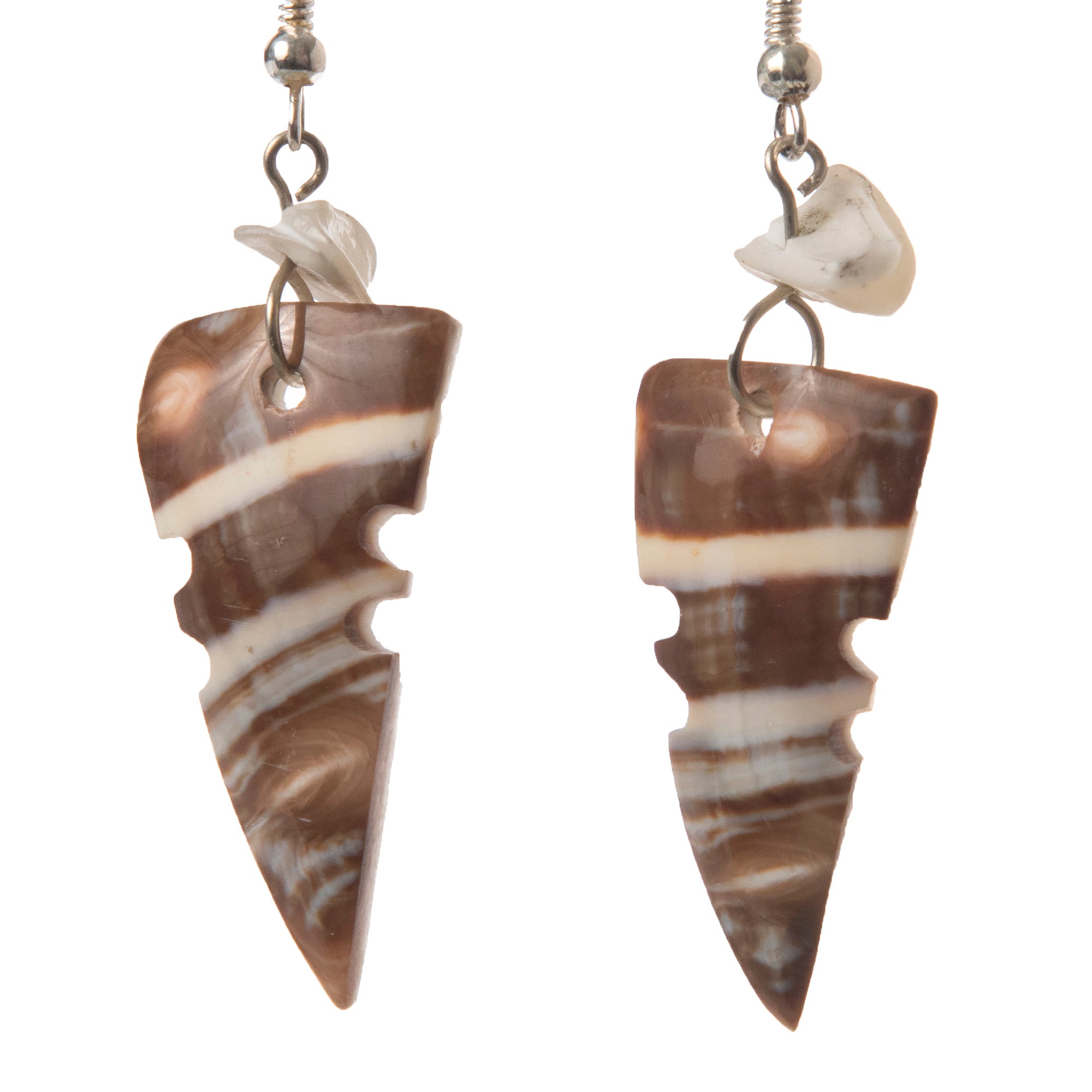 Nakar Shell Earrings, Natural Shell Colors, with Turquoise or Stone Beads - Amazon Ecology