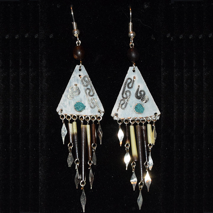 Triangular paiche scale earrings - made by Peruvian Amazon artisan - Amazon Ecology