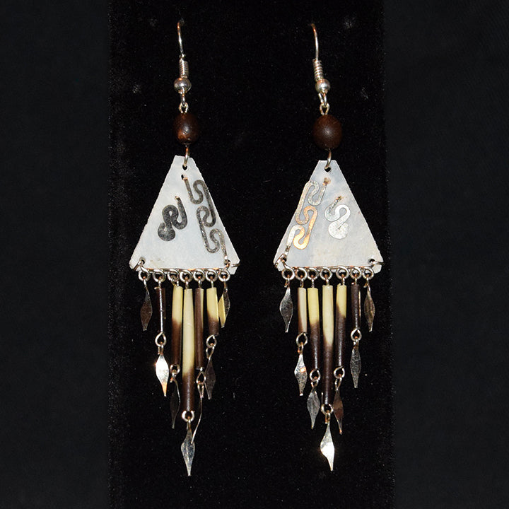 Triangular paiche scale earrings - made by Peruvian Amazon artisan - Amazon Ecology