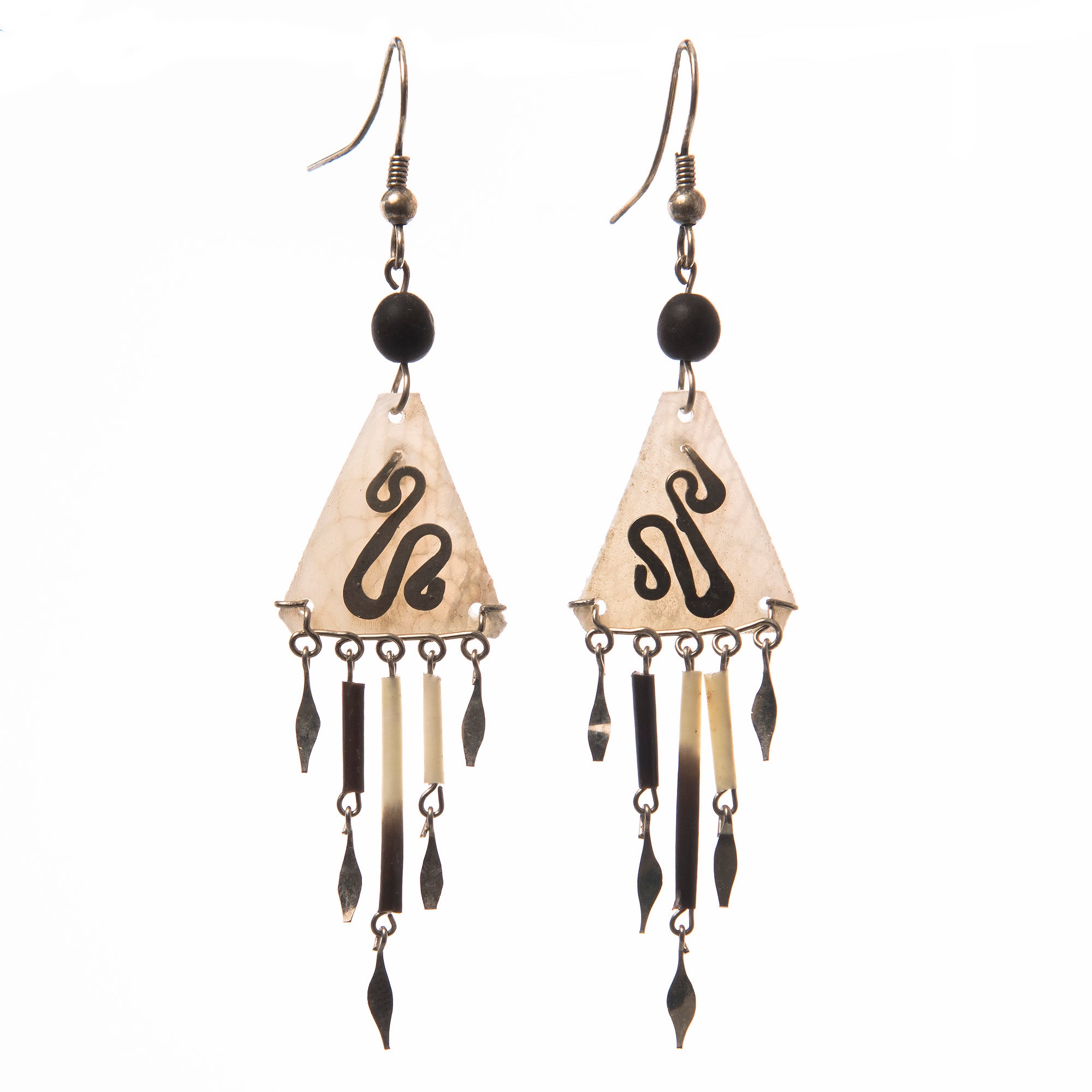 Triangular paiche scale earrings - made by Peruvian Amazon artisan - Amazon Ecology