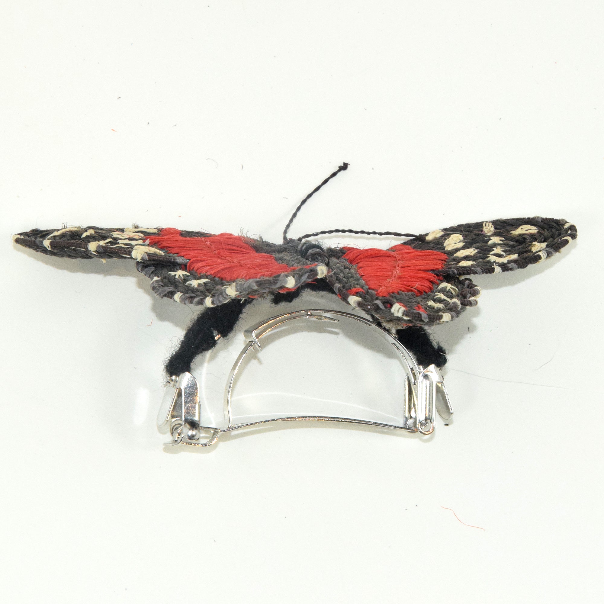 Woven butterfly pony tail barrettes - made by Peruvian Amazon artisans - Amazon Ecology