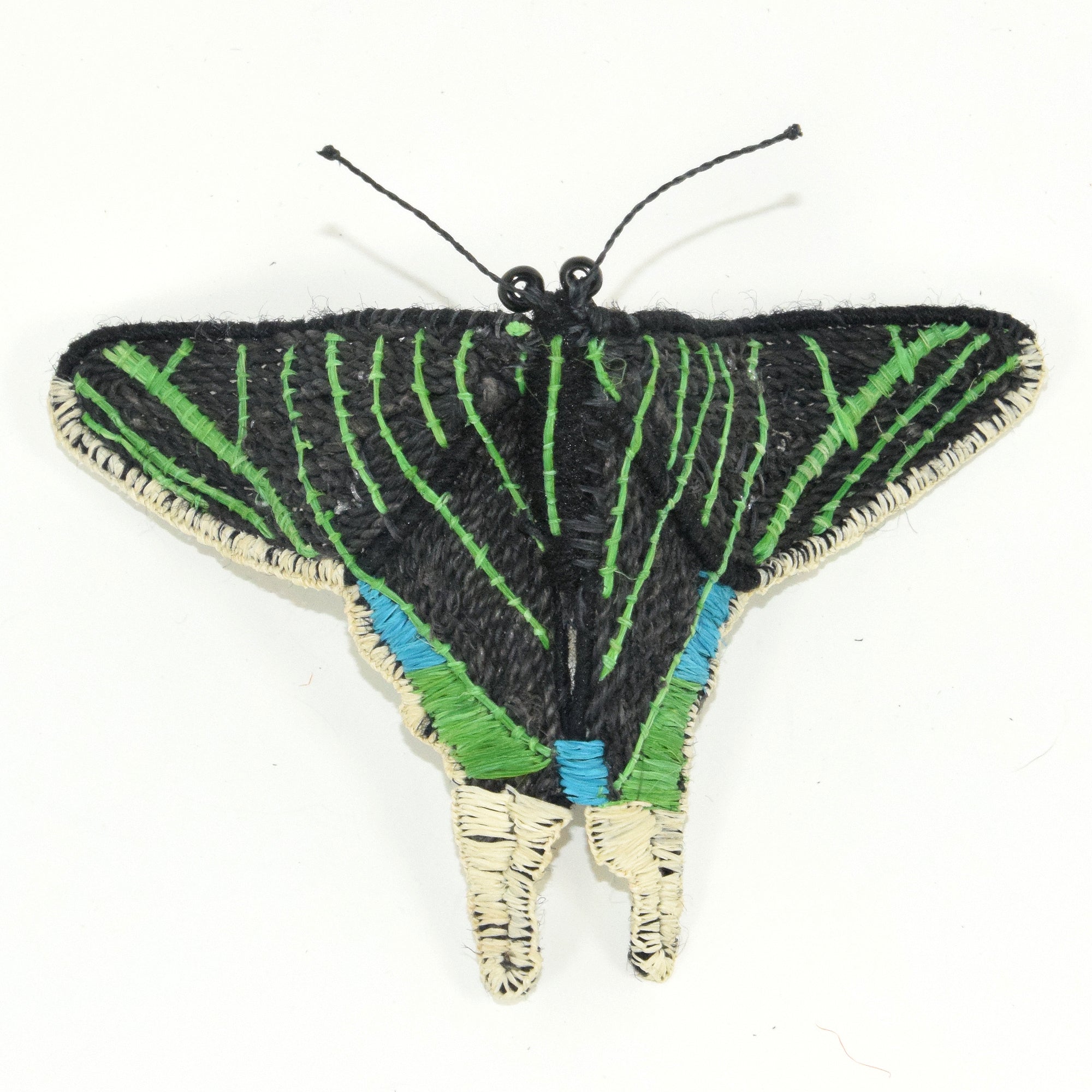 Woven butterfly pony tail barrettes - made by Peruvian Amazon artisans - Amazon Ecology