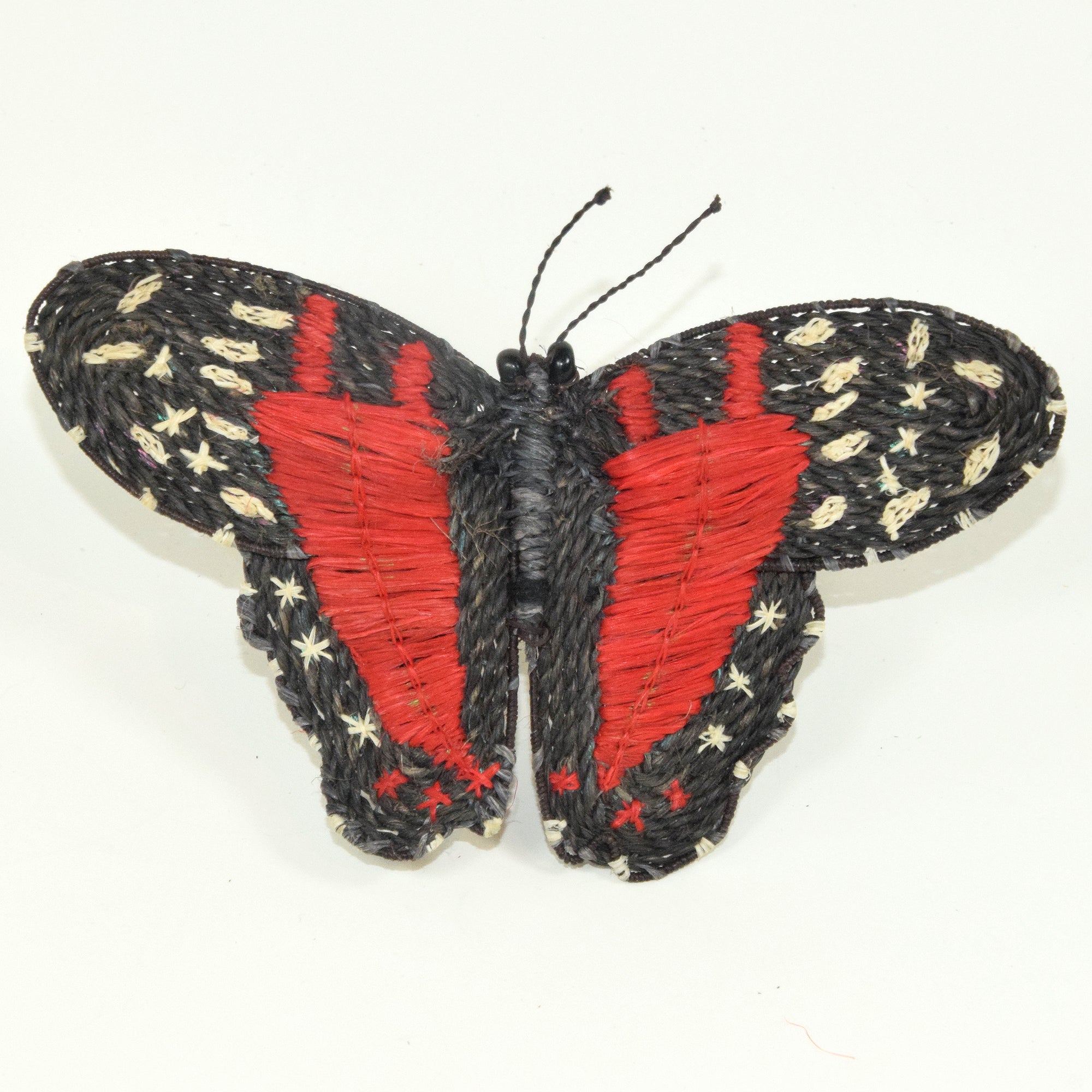 Woven butterfly pony tail barrettes - made by Peruvian Amazon artisans - Amazon Ecology