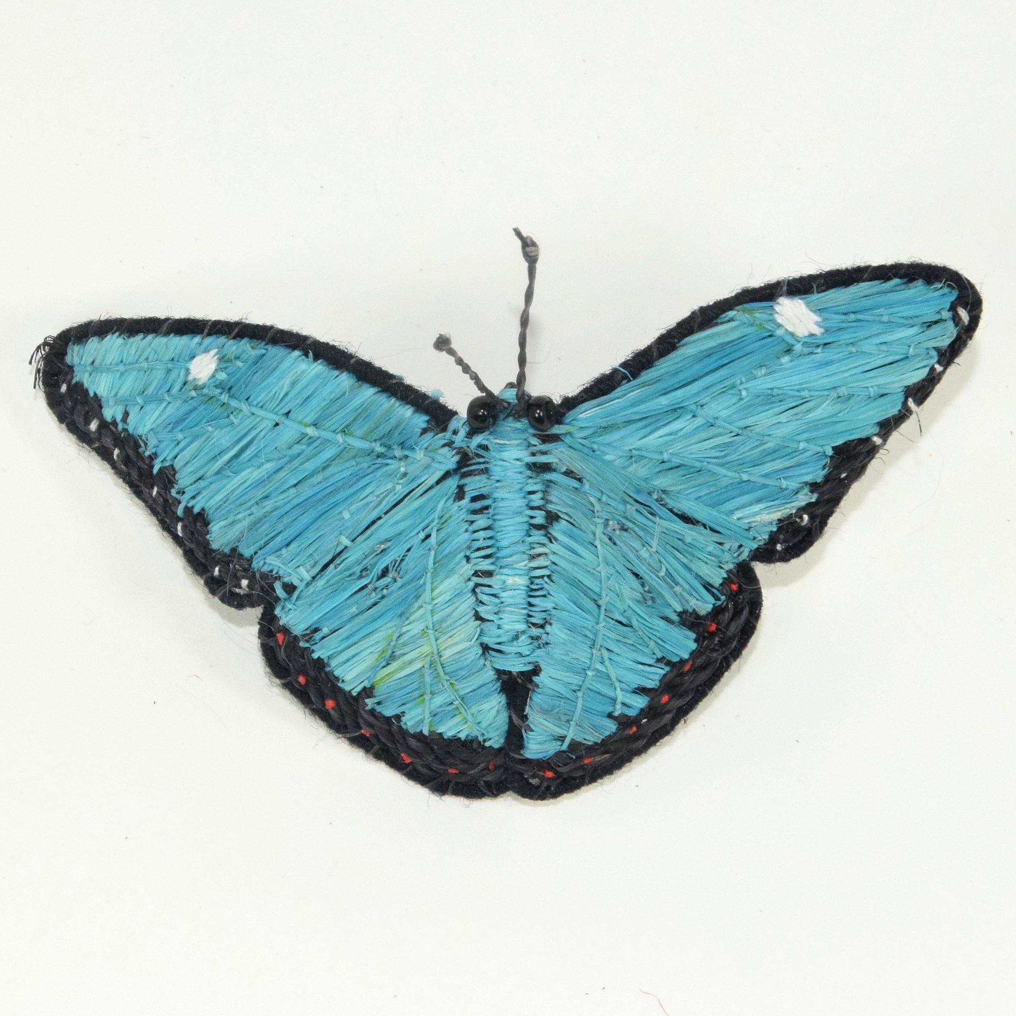 Woven butterfly pony tail barrettes - made by Peruvian Amazon artisans - Amazon Ecology