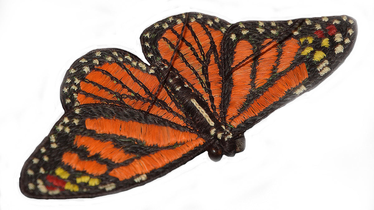 Woven butterfly pony tail barrettes - made by Peruvian Amazon artisans - Amazon Ecology