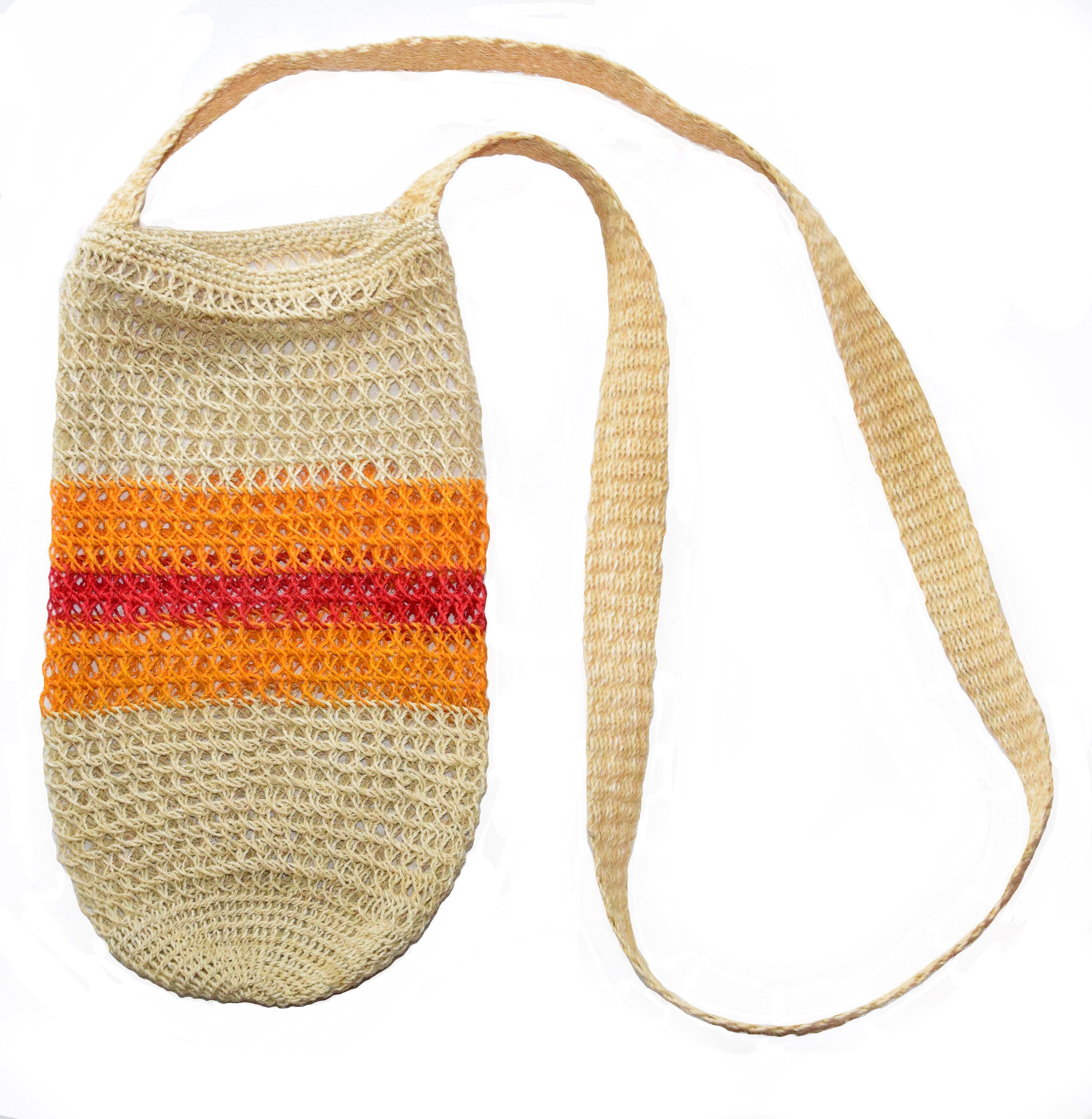 Fair-Trade Bottle Carrier/Wine Tote with orange and yellow bands - Amazon Ecology