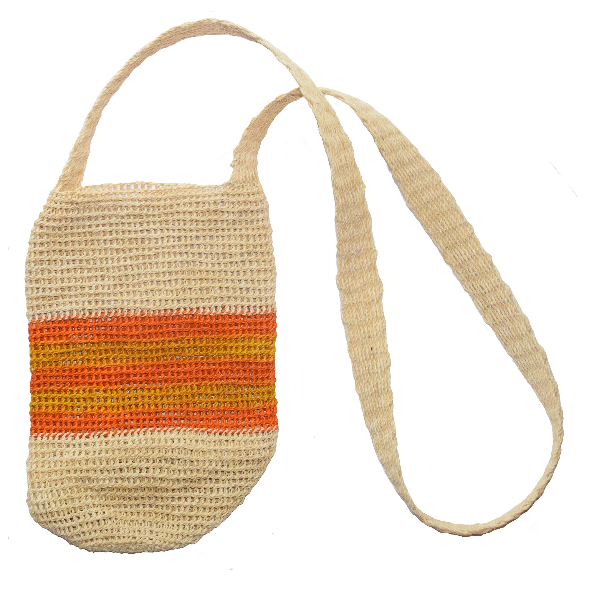 Fair-Trade Bottle Carrier/Wine Tote double orange and yellow bands - Amazon Ecology
