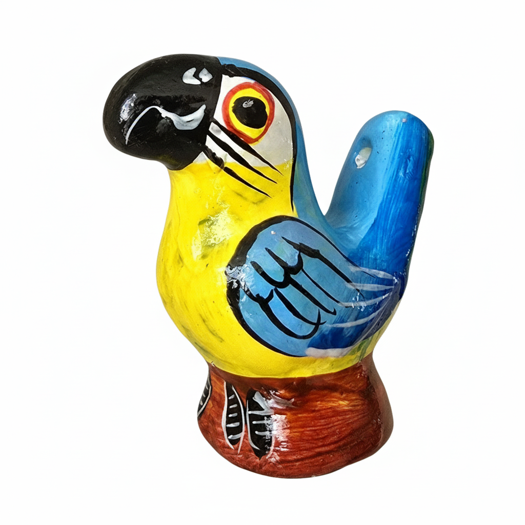 Macaw and parrot Ceramic water whistle from the Peruvian Amazon