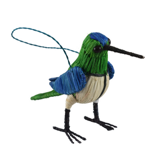 RUBY-THROATED HUMMINGBIRD - FAIR TRADE CHRISTMAS TREE ORNAMENT - WOVEN BY PERUVIAN AMAZON ARTISAN