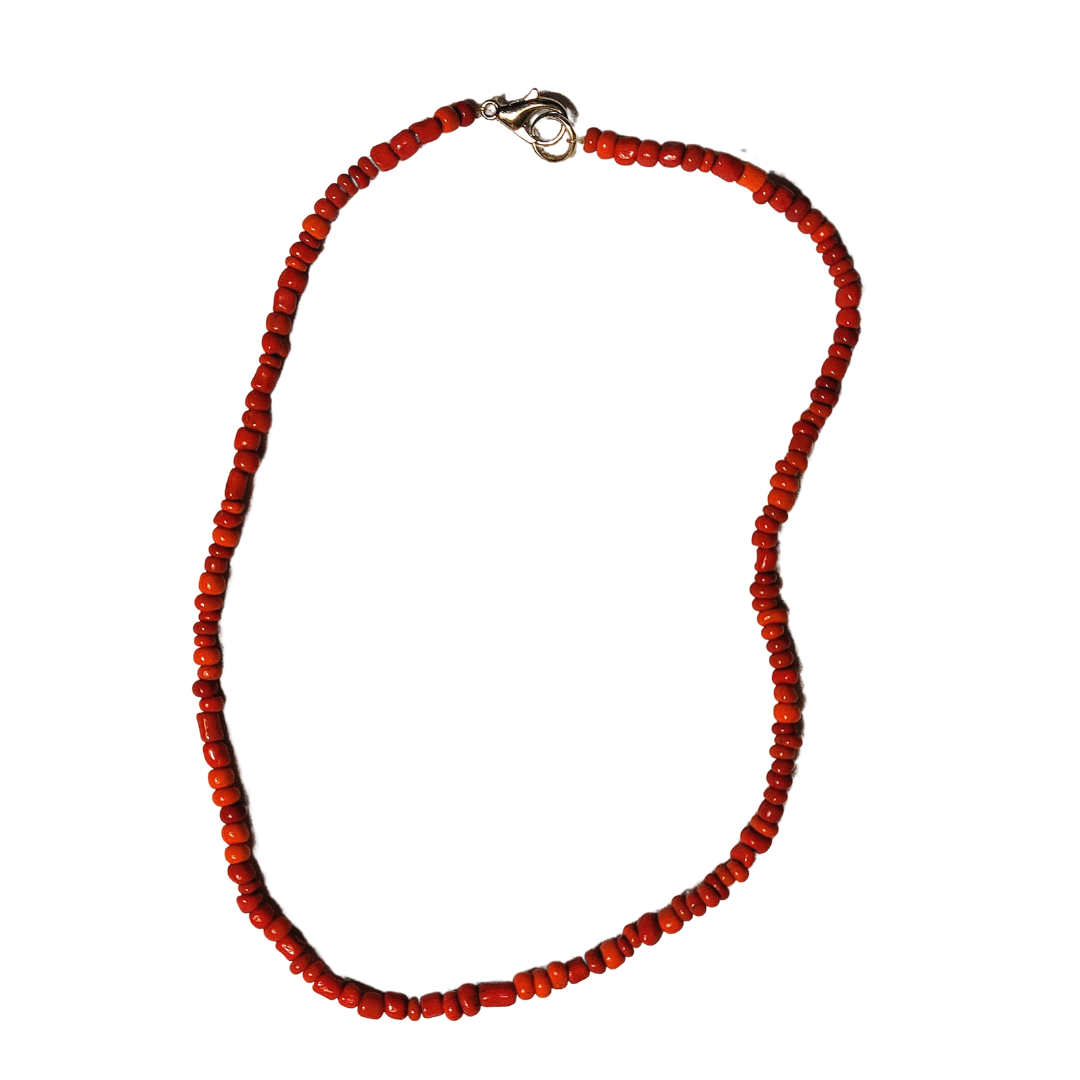 Coral red bead necklace - made by artisan from the Peruvian Amazon