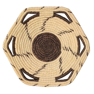 Six-sided premier chambira baskets with solid color center - made by artisans from the Peruvian Amazon