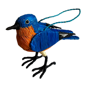 BLUEBIRD BIRD - FAIR TRADE CHRISTMAS TREE ORNAMENT - WOVEN BY PERUVIAN AMAZON ARTISAN