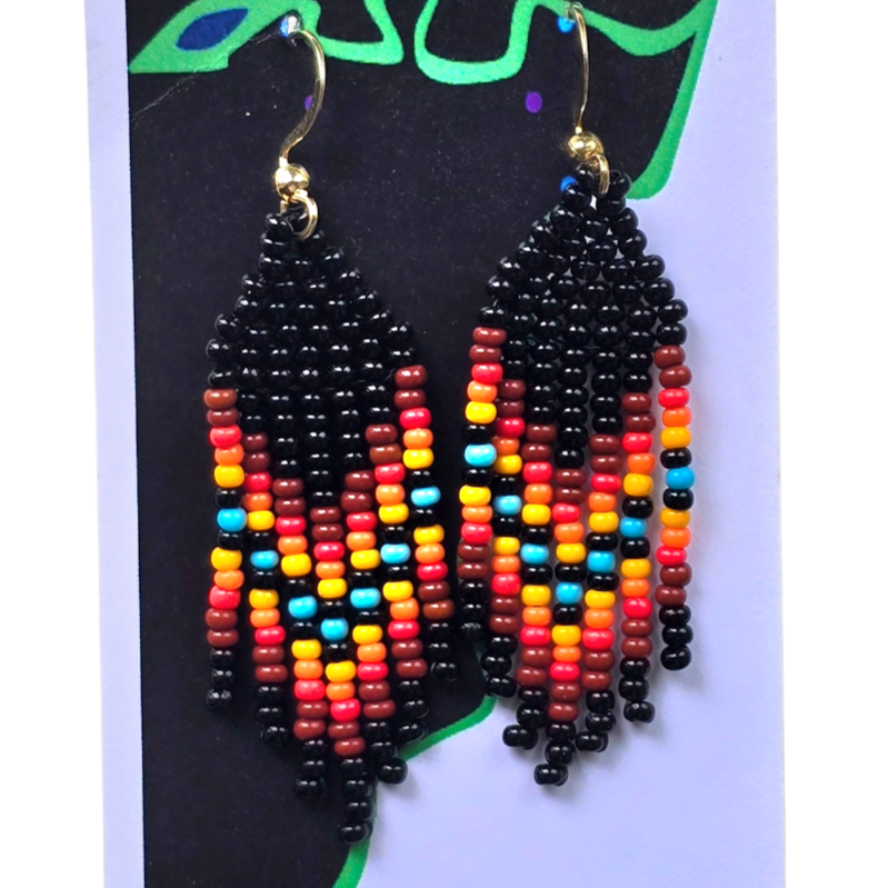 Craft bead nature design earrings - made by Peruvian Amazon artisan