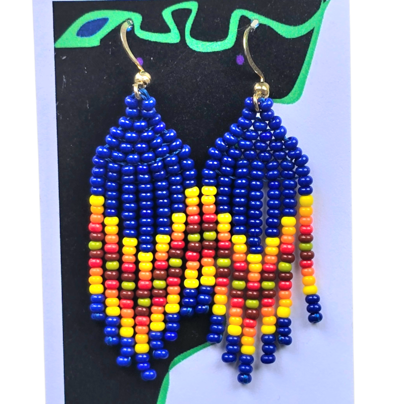 Craft bead nature design earrings - made by Peruvian Amazon artisan