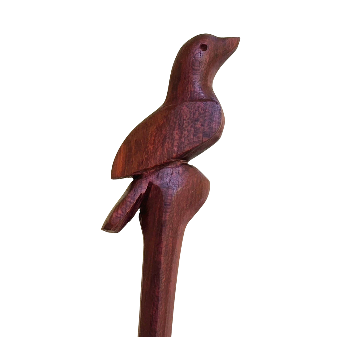 Hand carved wildlife hair sticks - made by artisan from Peruvian Amazon - Amazon Ecology