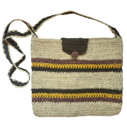 Earth tone striped Chambira Shoulder Bag with natural clasp - made in Peruvian Amazon - Amazon Ecology