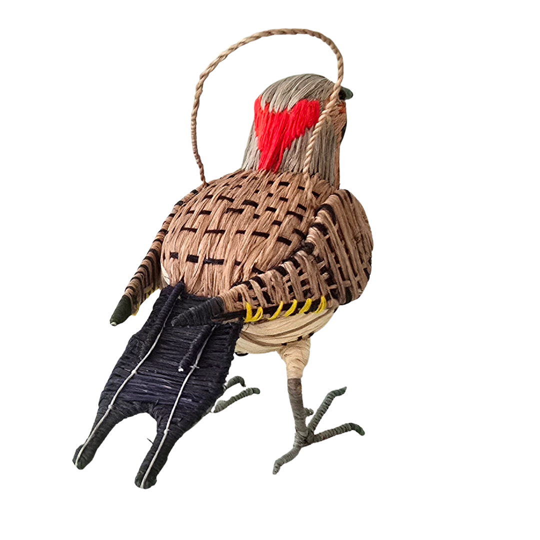 NORTHERN FLICKER WOVEN ORNAMENT - HANDMADE BY PERUVIAN AMAZON ARTISAN - Amazon Ecology