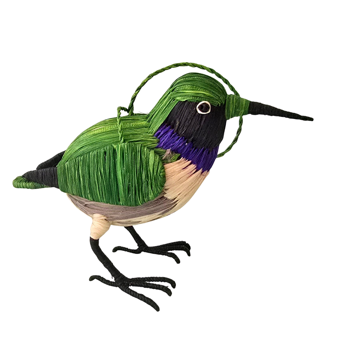 BLACK-CHINNED HUMMINGBIRD FAIR TRADE BIRD ORNAMENT - WOVEN BY PERUVIAN AMAZON ARTISAN - Amazon Ecology