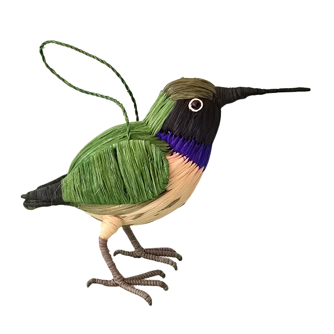 BLACK-CHINNED HUMMINGBIRD FAIR TRADE BIRD ORNAMENT - WOVEN BY PERUVIAN AMAZON ARTISAN - Amazon Ecology