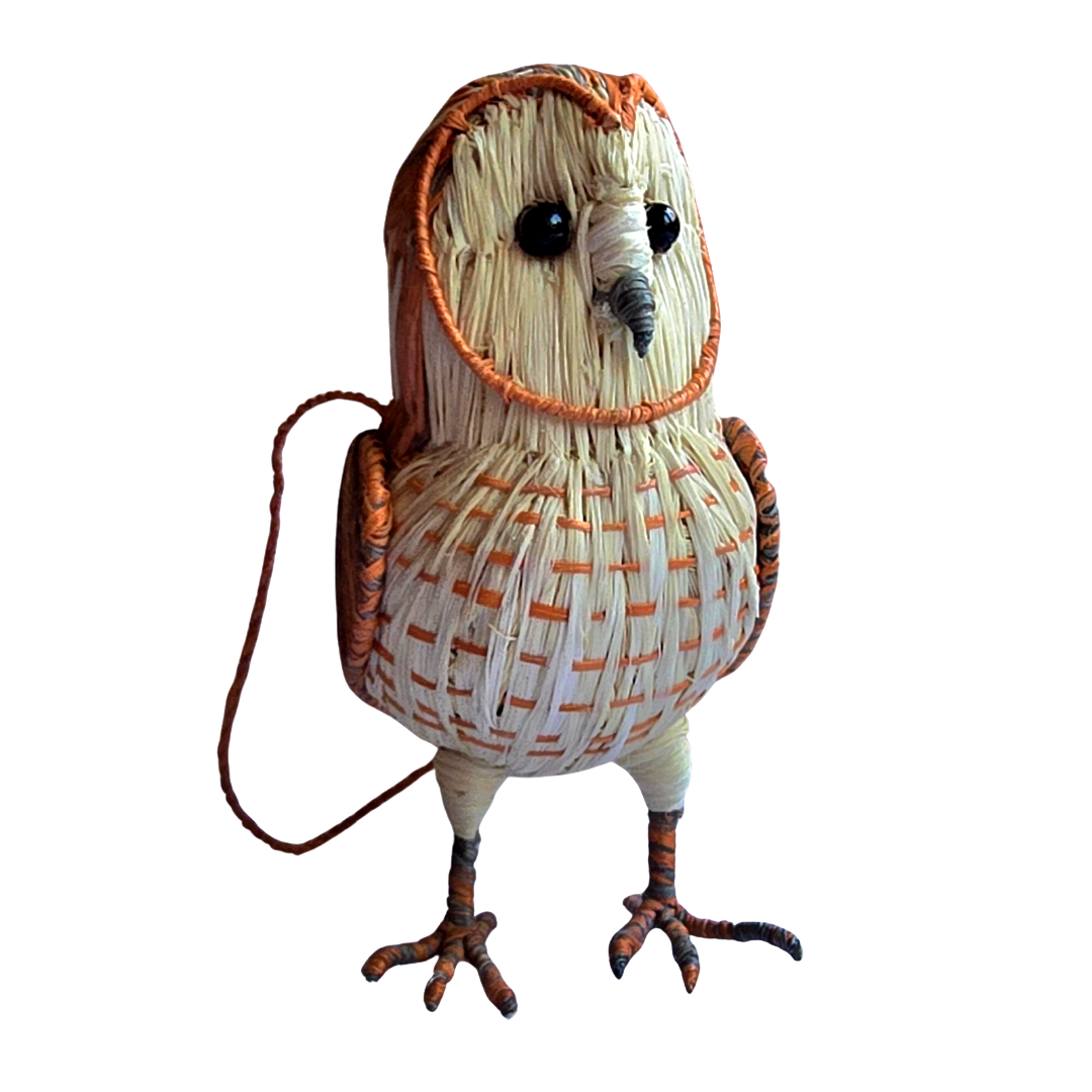 BARN OWL BIRD FAIR -TRADE ORNAMENT AND DECORATION- WOVEN BY PERUVIAN AMAZON ARTISAN - Amazon Ecology