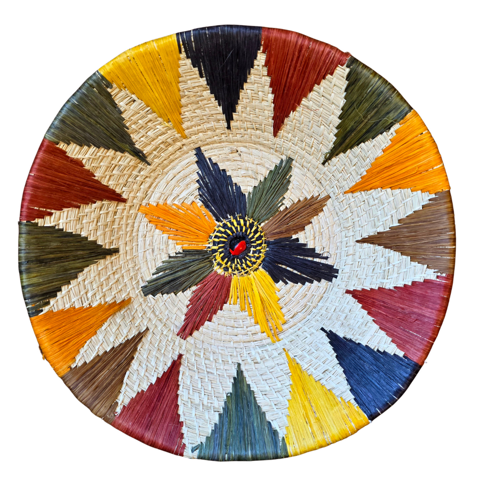 Multi-color star woven fair-trade basket - made by artisan from the Peruvian Amazon - Amazon Ecology