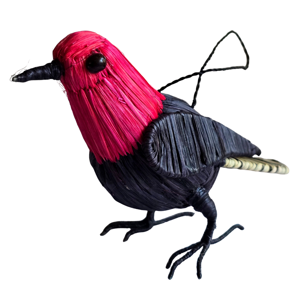 RED-HEADED BLACKBIRD (HUANCHACO) BIRD ORNAMENT - HANDMADE BY PERUVIAN AMAZON ARTISAN (Copy) - Amazon Ecology