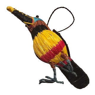 CHESTNUT-EARED ARACARI BIRD - FAIR-TRADE CHRISTMAS TREE ORNAMENT - WOVEN BY PERUVIAN AMAZON ARTISAN - Amazon Ecology
