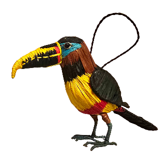 CHESTNUT-EARED ARACARI BIRD - FAIR-TRADE CHRISTMAS TREE ORNAMENT - WOVEN BY PERUVIAN AMAZON ARTISAN - Amazon Ecology