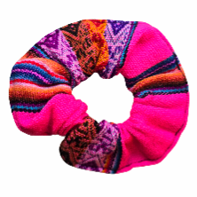 Colorful mantel pattern cotton scrunchies - made by artisan from Peruvian Amazon - Amazon Ecology