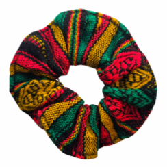 Colorful mantel pattern cotton scrunchies - made by artisan from Peruvian Amazon - Amazon Ecology