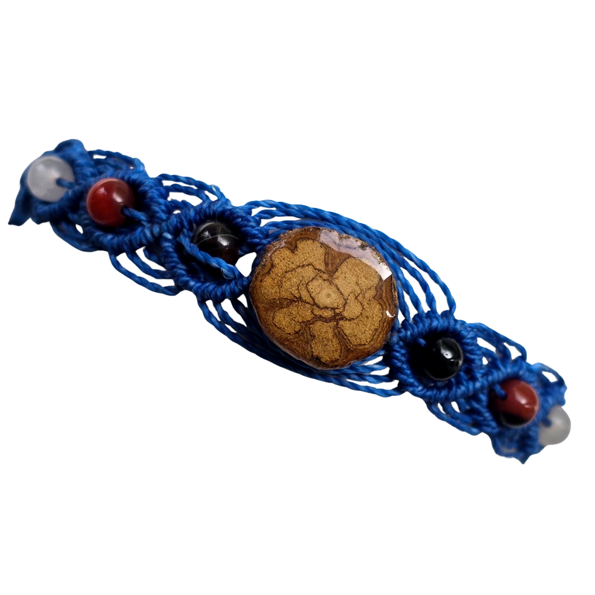 Macrame bracelet with ayahuasca and round colored stones - made by Peruvian Amazon artisan - Amazon Ecology